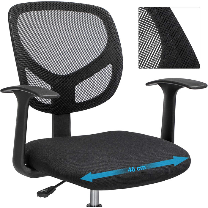 Робоче крісло SONGMICS, офісне крісло, висота сидіння 55-75 см, високе поворотне крісло з регульованою підставкою для ніг, вантажопідйомність 120 кг, чорне OBN25BK чорного кольору, сучасний дизайн