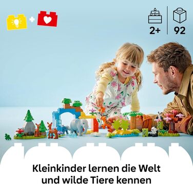 Конструктор LEGO DUPLO 10446, 3-в-1 Сім'ї Диких Тварин, 92 деталі