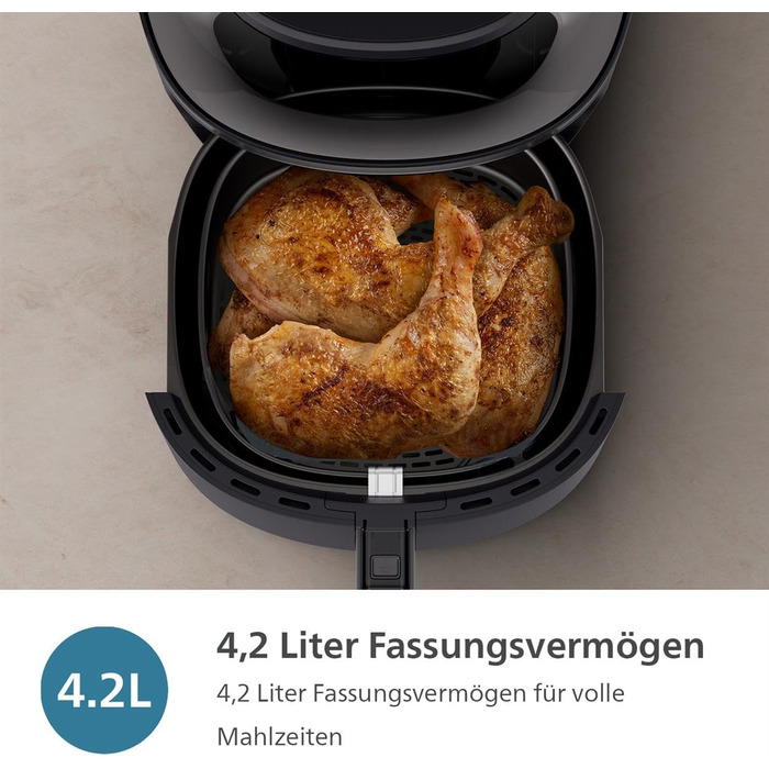 Фритюрниця Philips серії 3000 об'ємом 4,2 л, оглядове вікно, фритюрниця 16 в 1, технологія RapidAir Plus, менше жиру, додаток з ре