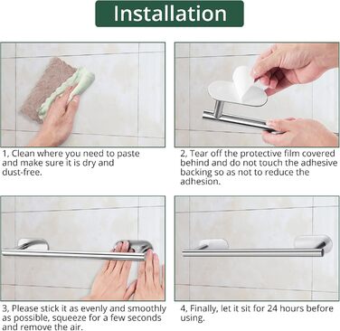 Рушникосушка JiGiU без свердління, набір 5-в-1 з нержавіючої сталі 40 см рушникосушка для ванної кімнати, 3 шт. гачок для рушників