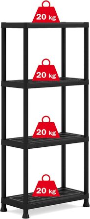 Пластикова полиця Keter Plus 60/4, чорна, 60 x 30 x 135 см, прямокутна