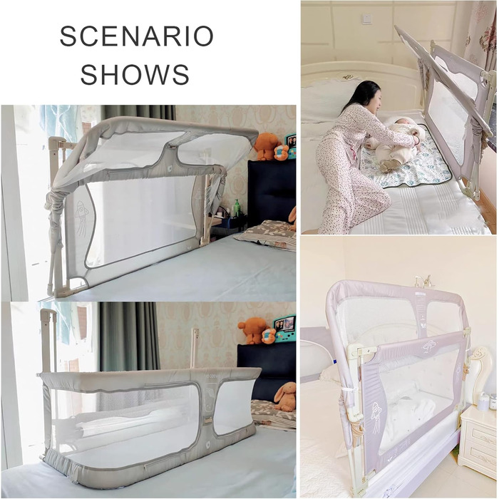 Дитяче ліжко 3-в-1, 120x50 см, дитяча колиска, дитяче ліжечко-манеж, дитяче ліжко-манеж, пружинне ліжко-бокс біля ліжка, з аксесуарами, які можна розмістити на ліжку (колір кремово-білий)