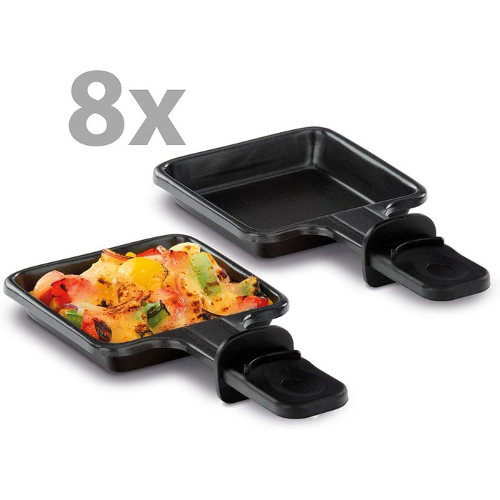 Раклетний гриль з натуральним каменем, 1200 Вт, 8 сковорідок з антипригарним покриттям з термоізольованими ручками, ціла плита, 6430