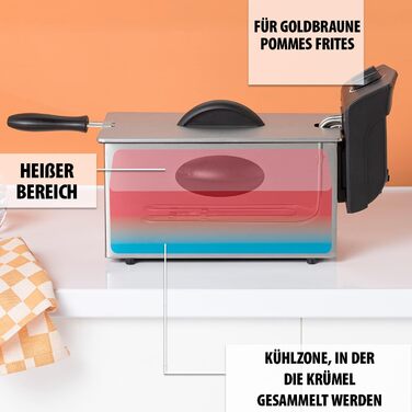 Фритюрниця Tristar - 2000 Вт, 3 літри, термостат, холодна зона, 3-4 особи, FR-6935, металік