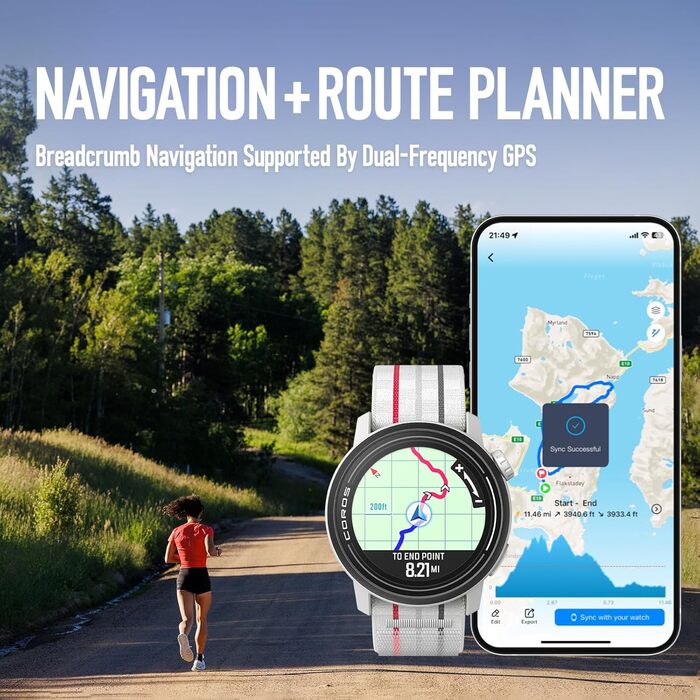 Спортивний годинник COROS PACE 3 з GPS, легкий та зручний, 17 днів роботи від батареї, двочастотний GPS-годинник для бігу, вимірювання серцевого ритму, навігація, відстеження сну, біг, велоспорт та катання на лижах (чорний силікон)