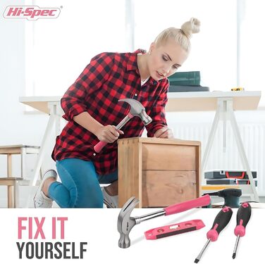 Високоякісний домашній набір інструментів для жінок 42 шт. Невеликий ящик з рожевими інструментами та ручкою викрутки 2-в-1 для ре