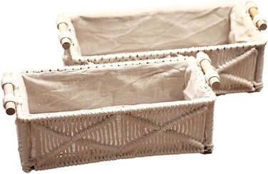 Квадратний кошик для зберігання, плетений, з тканинною підкладкою, білий, комплект з 2 шт.