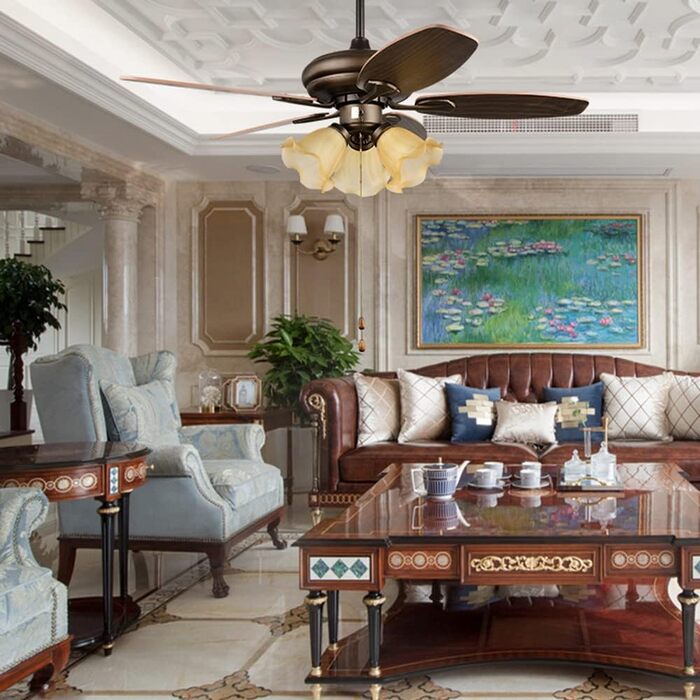 Стельовий вентилятор FAZRPIP з низьким профілем і підсвічуванням, 3 швидкості, швидкість вітру, безшумний вентилятор, люстра, трад