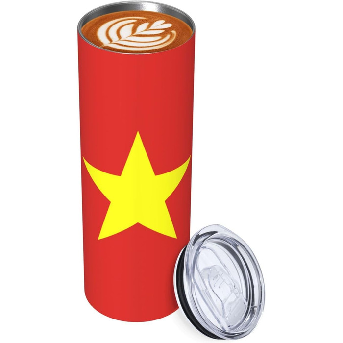 Кухоль з прямою трубочкою, принт з в&39єтнамським прапором, дорожній кухоль, підходить для кемпінгу, офісу та дому, 590 мл