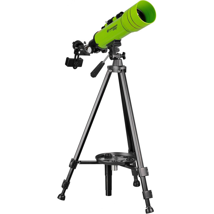 Дитячий рефракційний телескоп Bresser Junior 70/400 для дітей віком від 8 років, для початківців астрономії, телескоп із рюкзаком, аксесуарами та тримачем для смартфона, спостереження за нічним небом, зелений