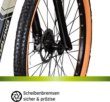 Гірський велосипед Galano Toxic Hardtail 29 дюймів для дорослих, MTB, 21 швидкість, амортизаційна вилка, дискові гальма, чорний/бежевий, 40 см