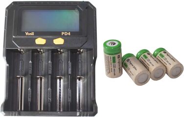 Універсальний зарядний пристрій для літій-іонних (Li-ion) та нікель-металгідридних (Ni-MH) акумуляторів - функція тестування акумулятора - РК-дисплей, USB-кабель - додатково батарейки (вкл. 4 шт. AA/Mignon)