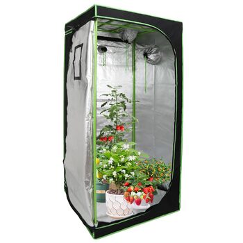 Гроубокс 80x80x180 см для вирощування рослин вдома. Світлонепроникний та водонепроникний, чорно-зелений.