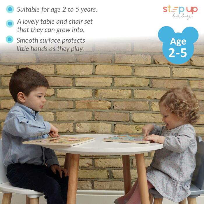 Дитячий стіл і стільці, дитячий ігровий стіл для малюків 2 стільці дерев'яний набір, 2-5 років (круглий)