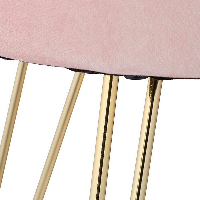 Оксамитовий стілець Relaxdays, круглий, елегантний м&39який стілець, золотисті металеві ніжки, сучасний, оксамитовий пуф для ніг, ВxГ 40 x 40 см, рожевий