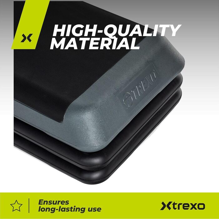 Степер TREXO для аеробного фітнесу для кардіотренувань, аксесуар для домашнього спортзалу з регульованою висотою (10, 15, 20 см), підходить для тренувань до 250 кг, чорний/рожевий, 109 x 41 см, TRX-AS01 сірий