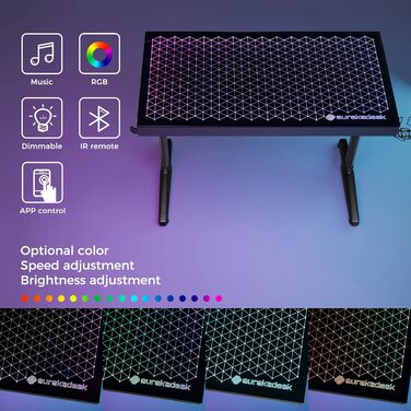 Ігровий стіл EUREKA ERGONOMIC з RGB-підсвічуванням 110 см, скляний ігровий комп&39ютерний стіл з музичним реактивним RGB-світлодіодним підсвічуванням через додаток, 110 x 60 см