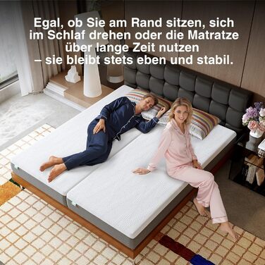 Матрац Novilla 140x200 см, 7-зонний матрац з холодної піни, рівень жорсткості H3 (середньо-жорсткий), висота 20 см, підтримуючий та охолоджувальний комфортний матрац з піни, сертифікований Oeko-TEX, дихаючий, знімний чохол (можна прати при 60C), товщина 2