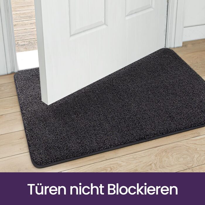 Килимок для дверей DEXI для приміщень 60 x 90 см, нековзний килимок для вловлювання бруду, килимок для дверей, який можна прати в пральній машині, абсорбуючий вхідний килимок, килимок для очищення, вхідний килимок для собак, вхідні двері та коридор, чорно