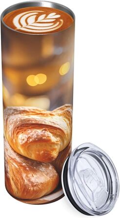 Кухоль з прямою трубочкою, 590 мл, дизайн пекарні, друкований, дорожній кухоль, підходить для кемпінгу, офісу та дому.