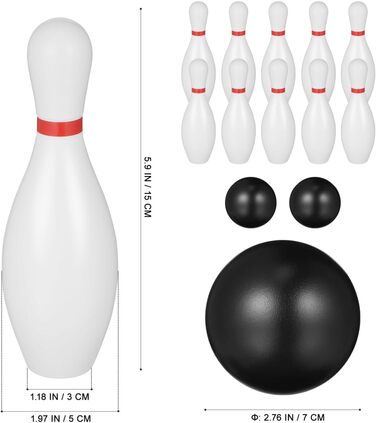 Набір для гри в боулінг для дітей, пластикові кеглі 15 см для використання в приміщенні та на вулиці, сприяє координації рук і очей та спортивним навичкам