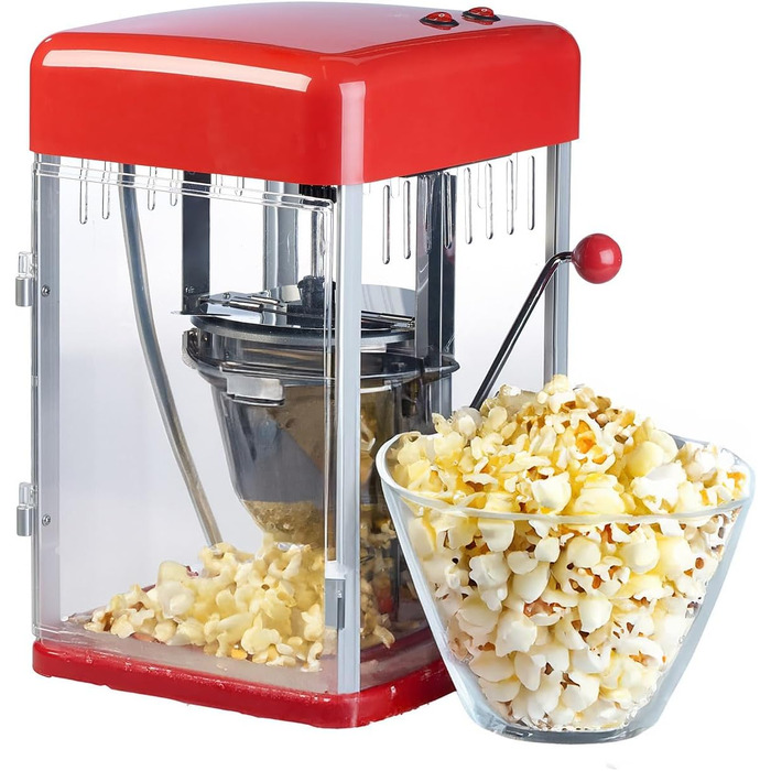 Професійна машина для приготування попкорну Rosenstein & Shne професійна ретро-машина для приготування попкорну Cine з горщиком з нержавіючої сталі в стилі 50-х років (машина для попкорну з нержавіючої сталі, машина для попкорну ретро, солодка вата) Ретро