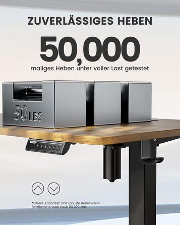 Електрично регульований по висоті стіл 120 x 60 см, Стіл з регульованою висотою та 4 налаштуваннями пам&39яті, розумний стіл для домашнього офісу зі з&39єднувальною пластиною 120 x 60 см, колір вінтажного дерева