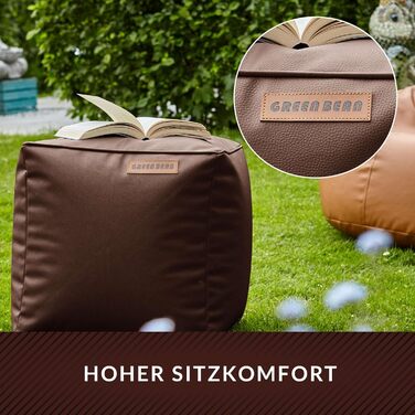 Пуф зі штучної шкіри Green Bean з наповнювачем з EPS-бісеру - 40 x 40 см - ідеальне доповнення до крісла-мішка - кубічний пуф/табурет/підніжка - темно-коричневий - 40x40x40 см кубічний темно-коричневий