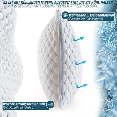 Дорожня подушка Alkamto з охолоджувальної піни з ефектом пам&39яті регульований гель для індивідуальної підтримки двосторонній крижаний шовк та м&39який віскоза легка, стискається, сертифікована OEKO-TEX, ідеальна для подорожей та кемпінгу