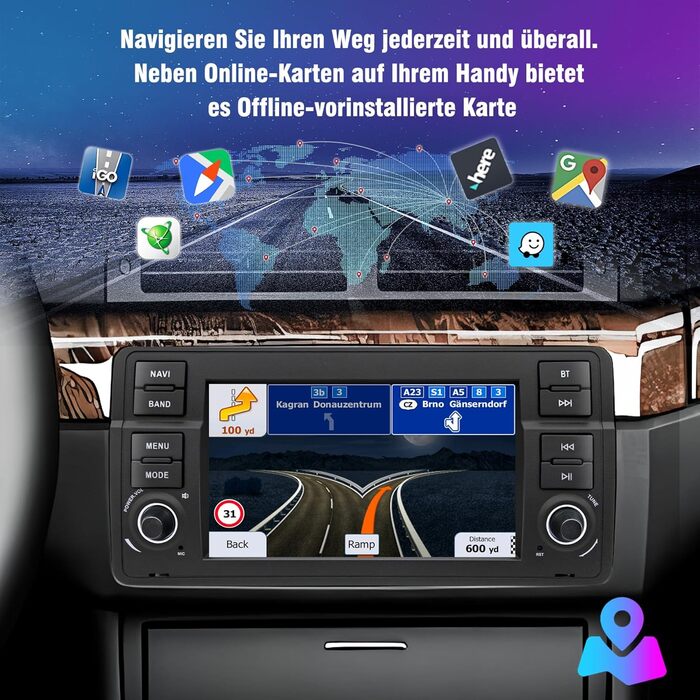 Автомагнітола для BMW E46 1999 2000 2001 2002 2003 2004, Android 12 2G32G радіо з GPS-навігацією CarPlay Android Auto Bluetooth WLAN USB керування на кермі, 7-дюймовий сенсорний екран