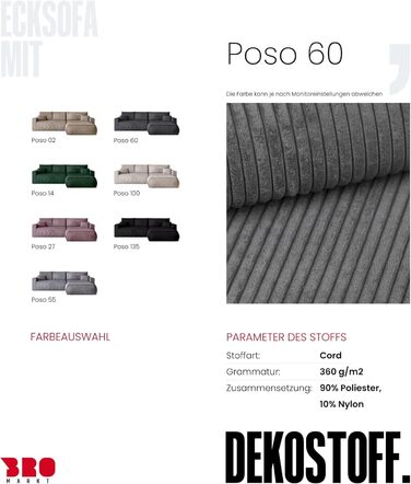 Диван з функцією сну, диван L, засіб для чищення оббивки, диван-ліжко з місцем для зберігання, розкладний диван для вітальні, окремостоячий диван, диван Havana Relax, 3-місний, 270x173x80 см, сірий