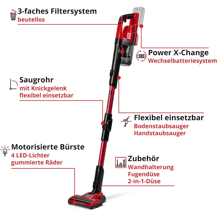 Акумуляторний вертикальний пилосос Einhell TE-SV 18 Li-FLX-Solo