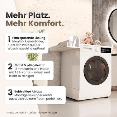 Кріплення для пеленального столика для пральної машини Пеленальний килимок 60x70 см Ламінована дерев&39яна дошка Зелений 82x72x10 см Безпечне та компактне кріплення для пеленального столика