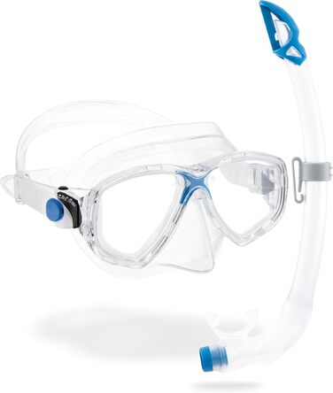 Маска або маска трубка Mexico для дайвінгу та сноркелінгу, один розмір, унісекс прозора/синя маска трубка