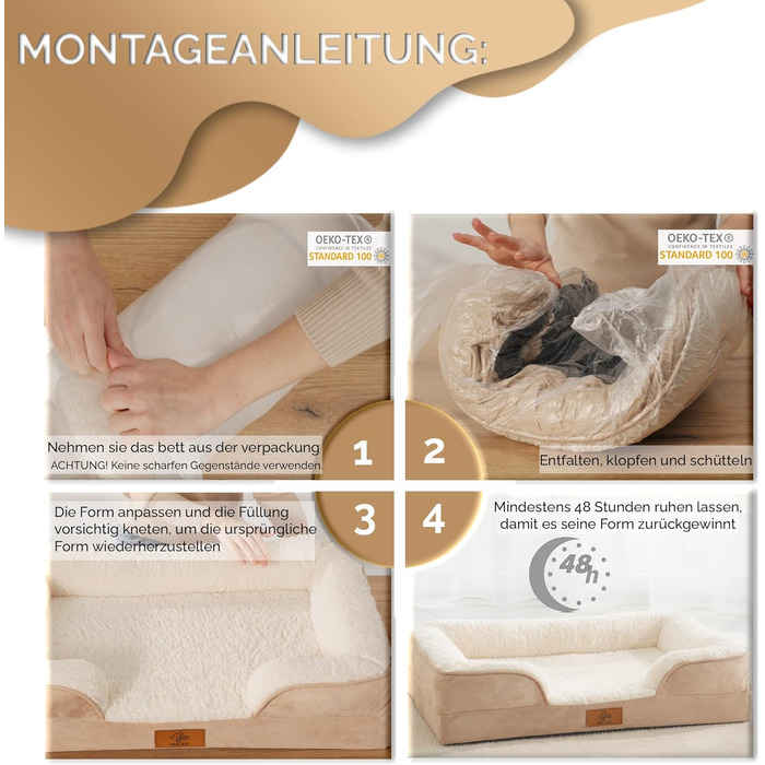 Ортопедичний кошик для собак преміум-класу, середнього розміру ліжко для собак із сертифікованим матеріалом з ефектом пам&39яті знімний та пральний чохол, водонепроникний, зручний шезлонг для собак середнього розміру (великого)