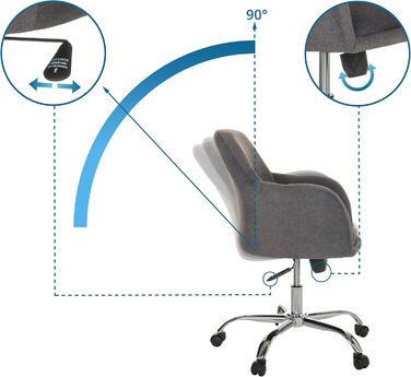 Офісний стілець hjh OFFICE SOLAO 300, тканина, регульований по висоті обертовий стілець з м&39якою подушкою сидіння, 719229, темно-сірий колір тканини