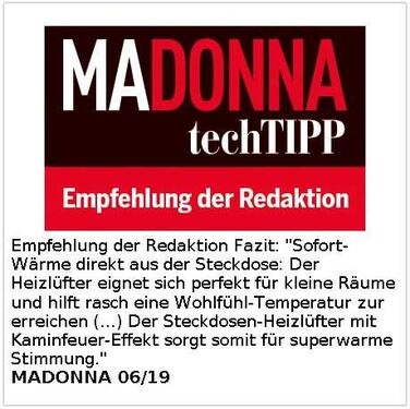 Камінний обігрівач Sichler Household Appliances Підключається до мережі вентилятор з ефектом каміна та пультом дистанційного керування, 500 Вт (керамічний вентилятор, підключається до мережі)