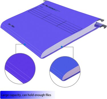 Підвісні папки MerryNine, A4, 5 шт. , поліпропілен, підвісні папки з райдерами та картками-вкладишами, для школи, дому, роботи, офісу, організації (5 кольорів) (1, фіолетовий)