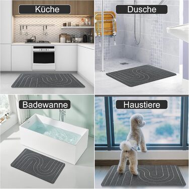 Великий кам&39яний килимок для ванної 80x50 см, 2024 Новий діатомовий килимок для ванної, нековзний, килимок для душу, килимок для ванної, швидковисихаючий, 100 натуральний, суперпоглинаючий килимок для ванної (сірий, 80x50 см) 50 x 80 см (прямокутний) сі