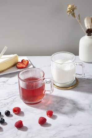 ПРОЕКТУВАННЯ Д.М MASTER4 шт., 350 мл - скляні кавові чашки преміум-класу з кришкою та ложкою, класична чашка для кави з вертикальн