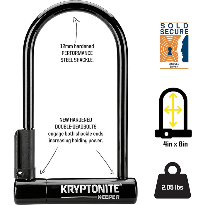 Подібний замок Kryptonite Keeper 12 мм з U-подібним кронштейном Flex-Frame Keeper Standard (10,2 x 20,3 см)