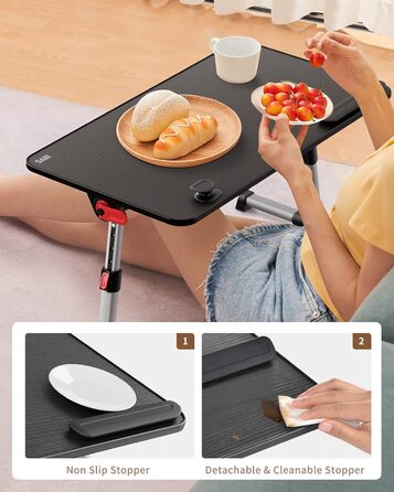 Приліжковий столик SAIJI з регульованою висотою та 4 регульованими кутами, складний накладний столик для дивана, кушетки, підлоги, роботи, навчання, читання, письма, їжі, підходить для ноутбука до 17 дюймів (60 * 33 см, чорний) чорний 23,6 * 13 дюймів