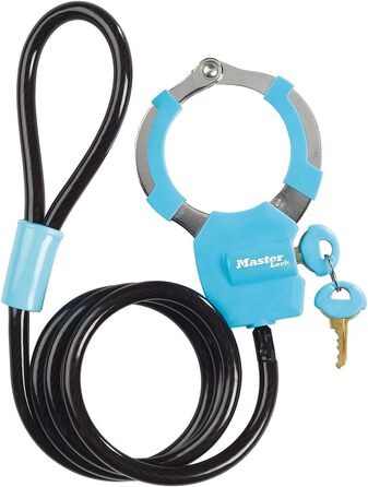 Тросовий замок MASTER LOCK з ключем Трос 1 м 8275EURDPROBLU Ідеально підходить для самокатів, велосипедів, колясок, спортивного спорядження, синій трос, одинарний
