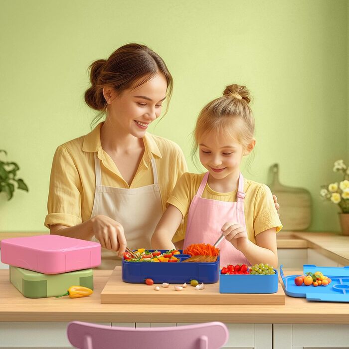 Ланчбокс дитячий Leikeego з роздільниками, герметичний, для хлопчиків та дівчаток, для дитячого садка та школи (Синій)