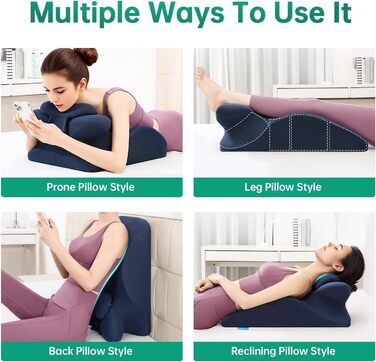 Ергономічна клиноподібна подушка для лежання, подушка для ліжка для сидіння, полегшення болю в спині, шиї та ногах, проти хропіння, ідеально підходить для масажу, читання, сну, розблокування сексуальної пози, виправлення болю та дискомфорту в тілі