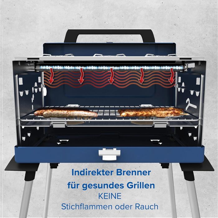 Газовий кемпінговий гриль зі знімними ніжками, портативний гриль та 3-конфорочна плита в одній валізі-гриль, включаючи вертел, 5200 Вт, 72,5 x 54 x 108 см, 200 SGR