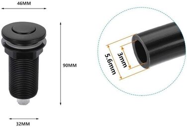 Повітряний вимикач для відведення сміття Довгий кнопковий подрібнювач в зборі Вбудований перемикач матовий чорний з повітряним шлангом