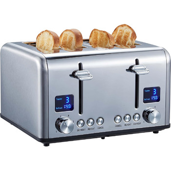 Тостер Steinborg long slot Цифровий дисплей зі зворотним відліком Кнопки з підсвічуванням Тостер на 4 скибочки XXL тостер 1630 Вт