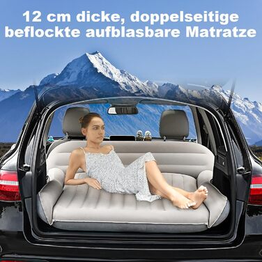 Надувний матрац KMZ SUV, товстіший двосторонній флокований кемпінговий матрац портативне мобільне спальне ліжко для автомобіля зручне надувне дорожнє ліжко з електричним повітряним насосом та 2 подушками
