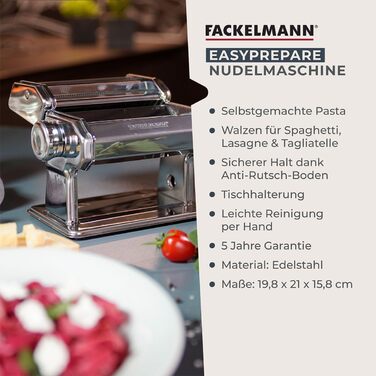 Машина для пасти Fackelmann easyprepare насадки для лазаньї, тальятеле та спагеті, з кріпленням до столу та протиковзанням